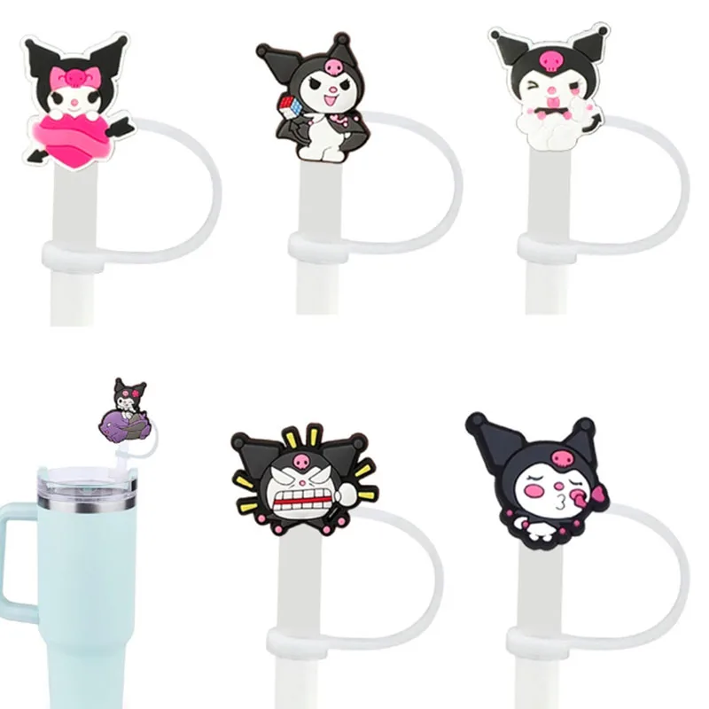 MINISO 10mm Straw Covers Cap Compatible with Stanley 30&40 Oz Tumbler Hello Kitty Kuromi Straw Toppers Reusable Dust-Proof Straw