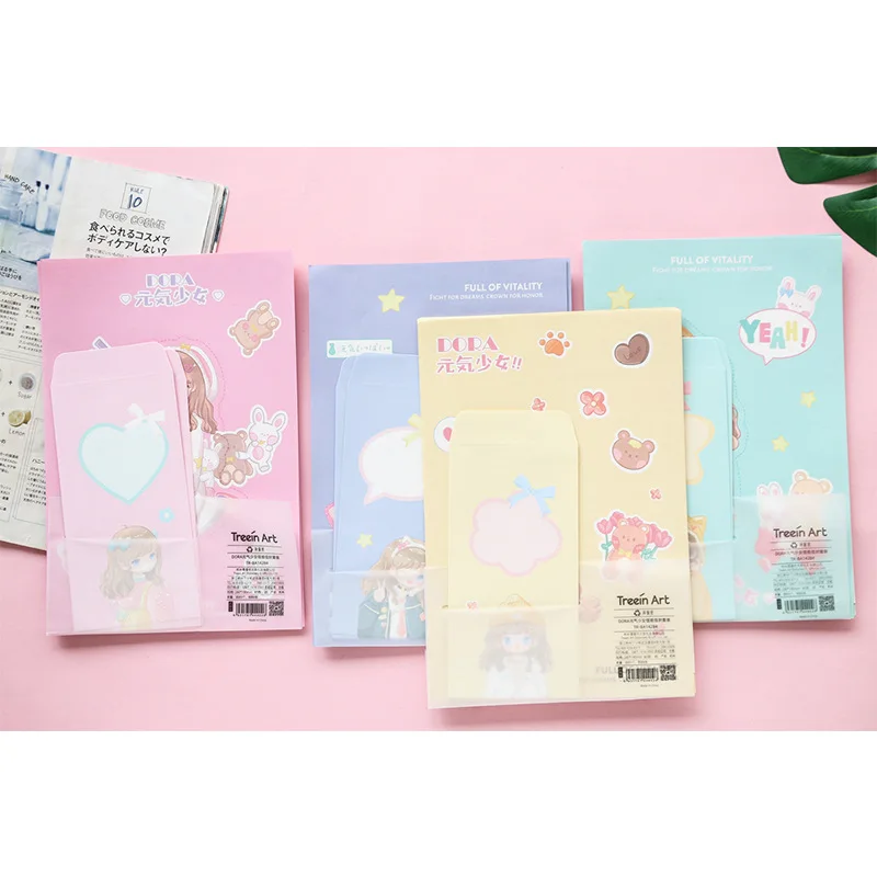 

3 конверта, 6 штук бумаги для писем, 4 случайных стиля, набор бумажных конвертов для писем с милой жизненной девушкой