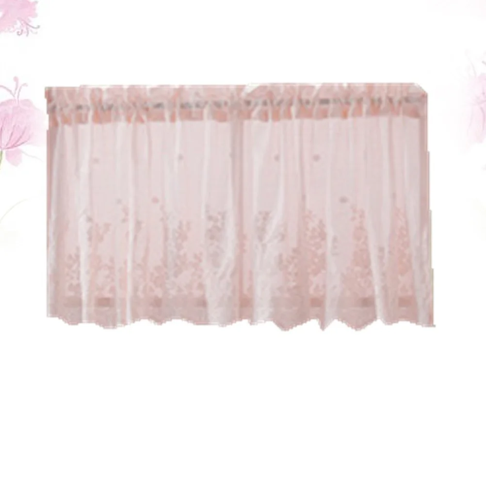 

Lace 137X61Cm Pink Short Window Curtain For Kitchen Bathroom Balcony Half Decorative Shade Sun Proof Polyester Curtain Home
