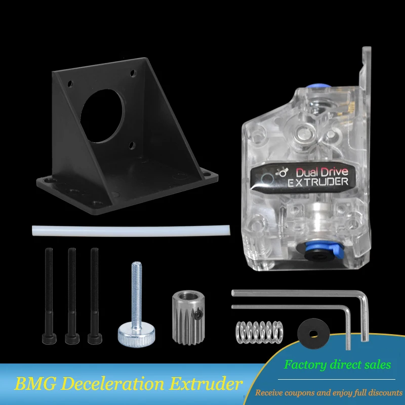 Kit New BMG Extruder Transparent Double Gear Feeding Soft Consumables Left Hand Right Hand For 3D Printer Accessories