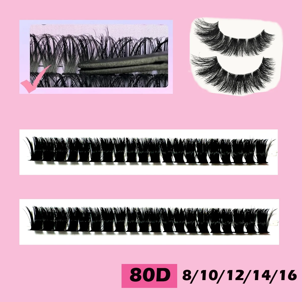 New 50D 60D 80D Mixed Tray Individual Lashes 3D Russia Volume Eye Lashes Soft Natural Lashes Mink Lash Cluster False Eyelashes