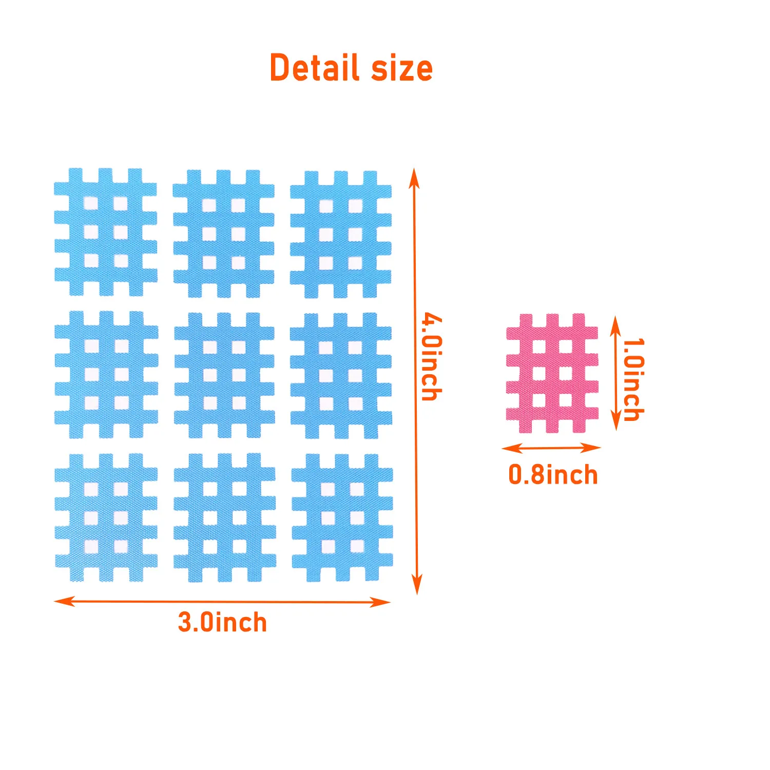 12 Sheets Cross Tape Strong Adhesive108 Patches Waterproof Elastic Muscle Kinesiology Tape Grid-Shaped Tapes for Pain Relief