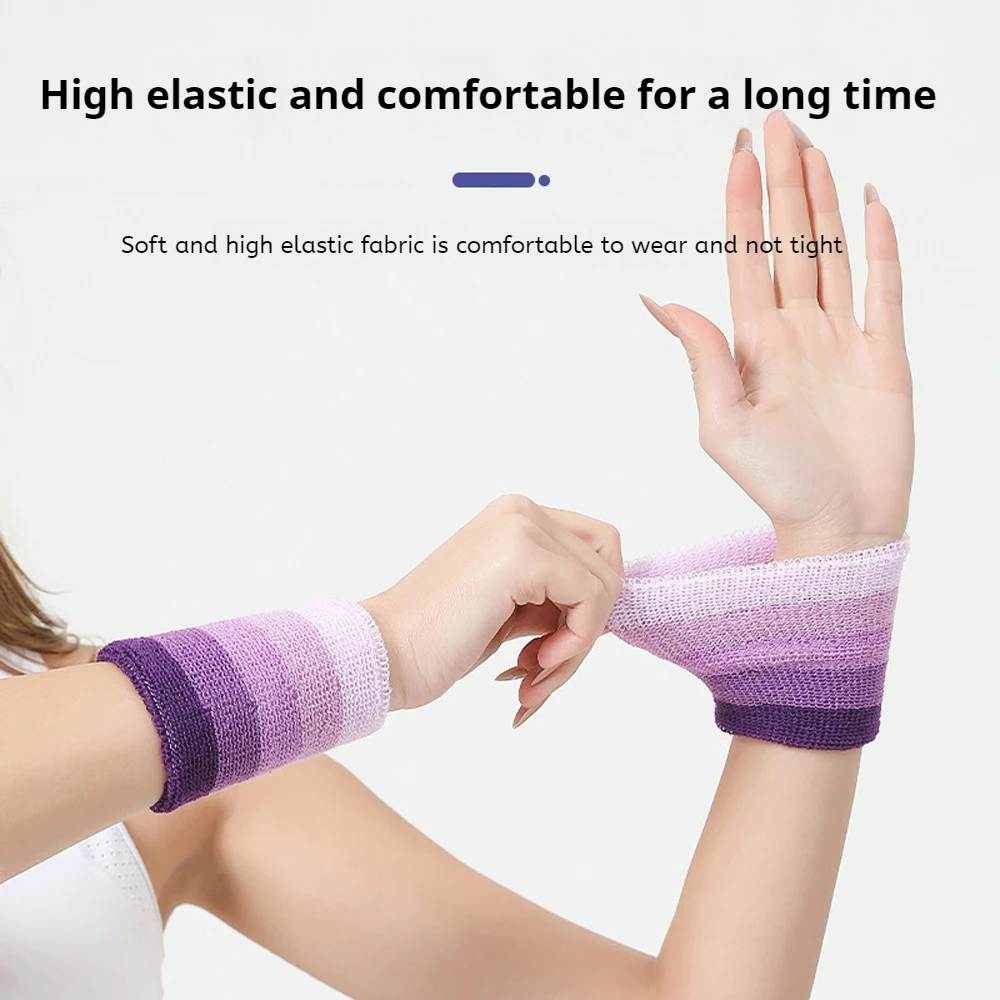 1Pc Towel Sports Wristbands Sports Wrist Run Gym Fitness Wristband Sweat Towel Cuff Striped Tennis Wrist Guard Protector Strap