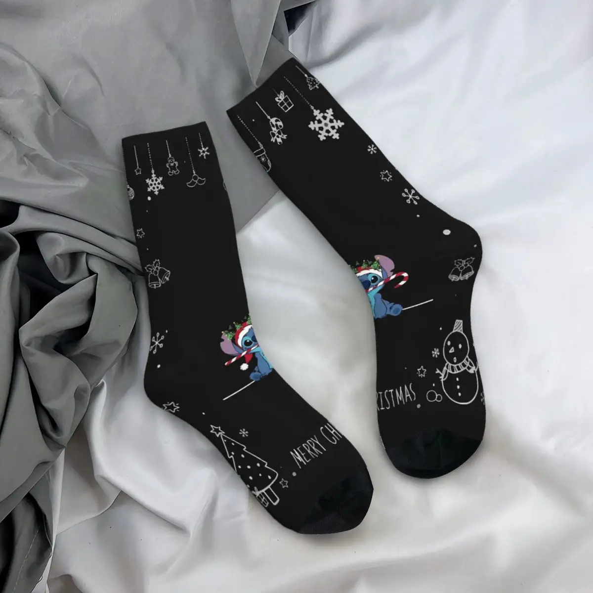 Stitch Christmas Stockings Adults Men Socks Breathable Fashion Socks Autumn Running Sports Anti Sweat Custom Socks Gift