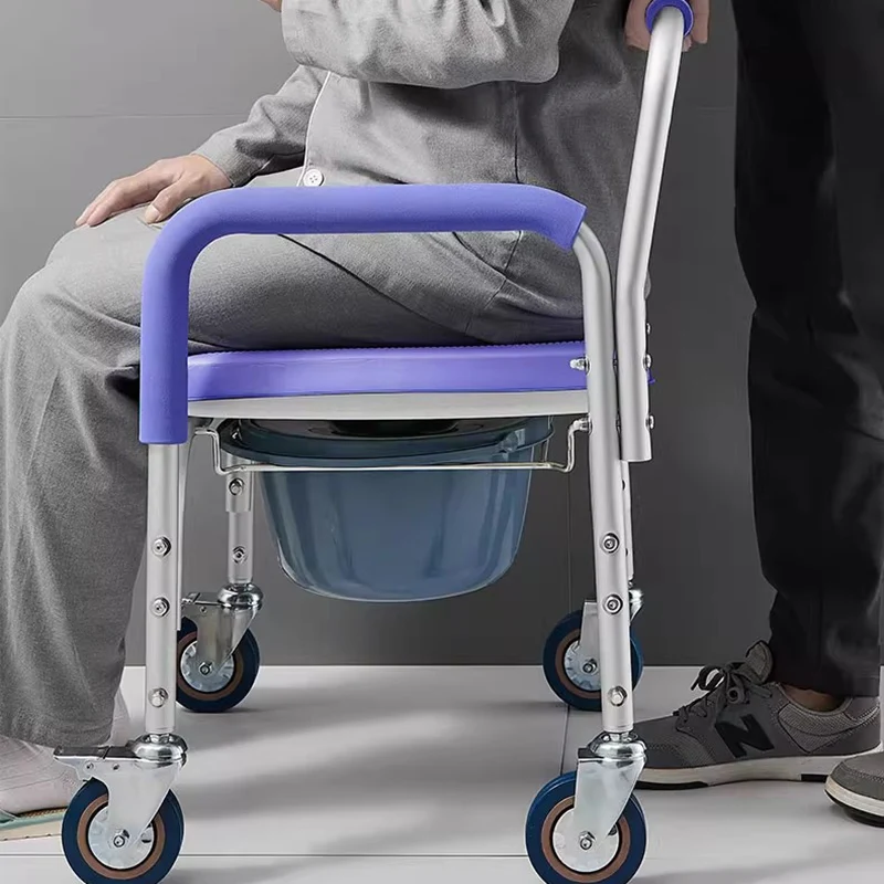 كبار السن قعادة الحمام كرسي دش المرحاض خطوة عجلات البراز الطبي في الهواء الطلق المعاقين مصمم Cabeceros أثاث ما بعد الحداثة #3