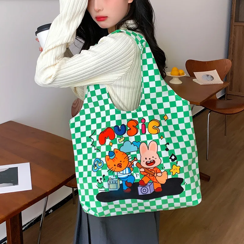 

2024 New Women's Vest Bag Thickened Plush Cloth Large Capacity Korean Version Shoulder Bag Lady‘s Cartoon Tote Bag