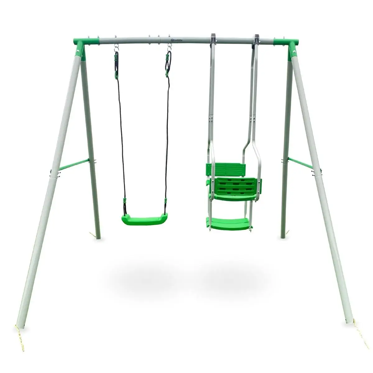 HyperMotion 3-Personen Kinder-Gartenschaukel Quadratisches Spielset XXL Stabile Stahlkonstruktion 3 + Grün