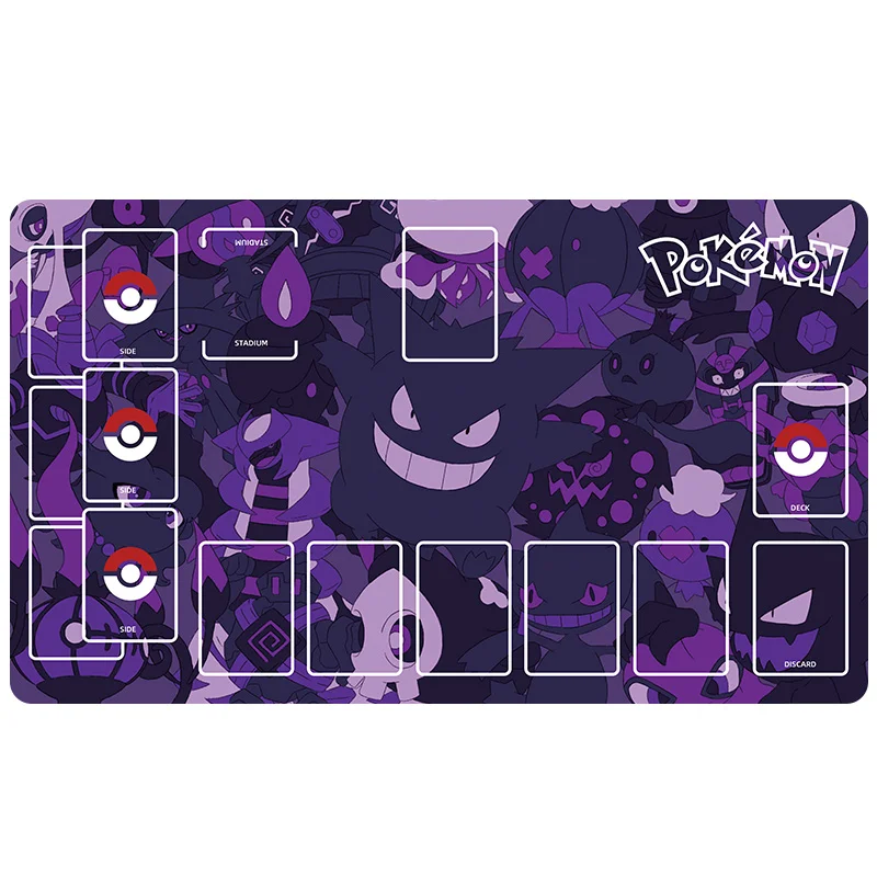 600X350X2Mm Ptcg Gengar Card Battle Table Mat Trainer Marnie Single Player Board Game Card Battle Mat Anime Cards Gift Toys