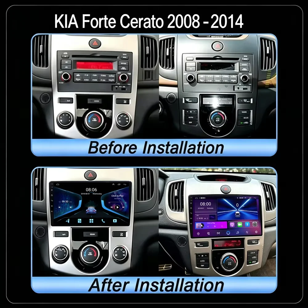 Cortex-A76 Octa-Core Android 16 Car Stereo For Kia Forte Cerato 2008 - 2014 Car Radio GPS Dash Cam Multimedia Player CPU HDR DVD