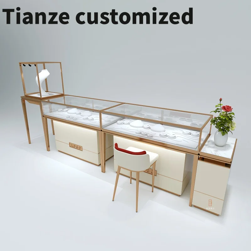 Maatwerk-Multifunctionele Verticale Houten Wand Glazen Kast Sieraden Showcase 2023 Nieuwste Modellen Sieraden Display Cabi