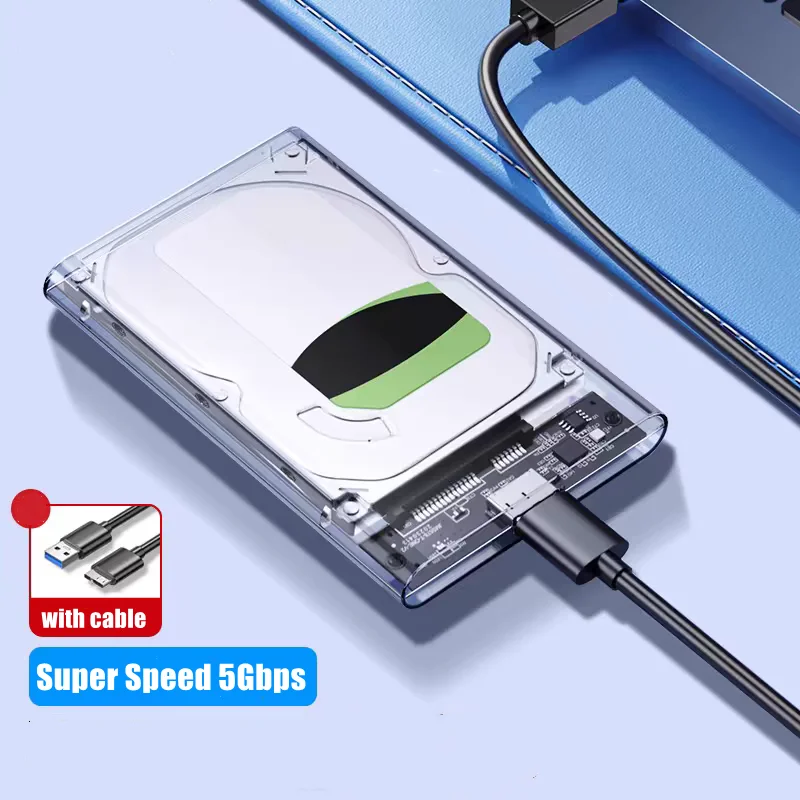 

Сверхбыстрый корпус для жесткого диска USB/Type C — SATA — UASP 5 Гбит/с, совместимый с 2,5-дюймовым жестким диском/SSD для ПК, Mac, ноутбуков и настольных ПК
