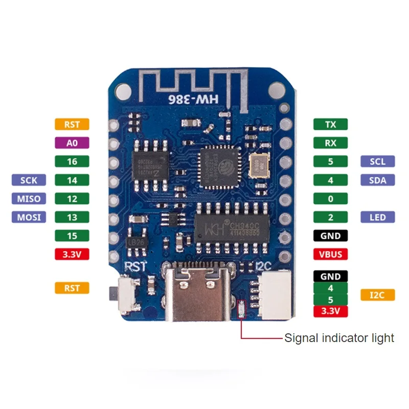 WEMOS D1 Mini V4.0.0 TYPE-C USB WIFI Internet das Coisas Placa baseada ESP8266 4MB LOLIN 12C MicroPython Nodemcu Arduino Compatível