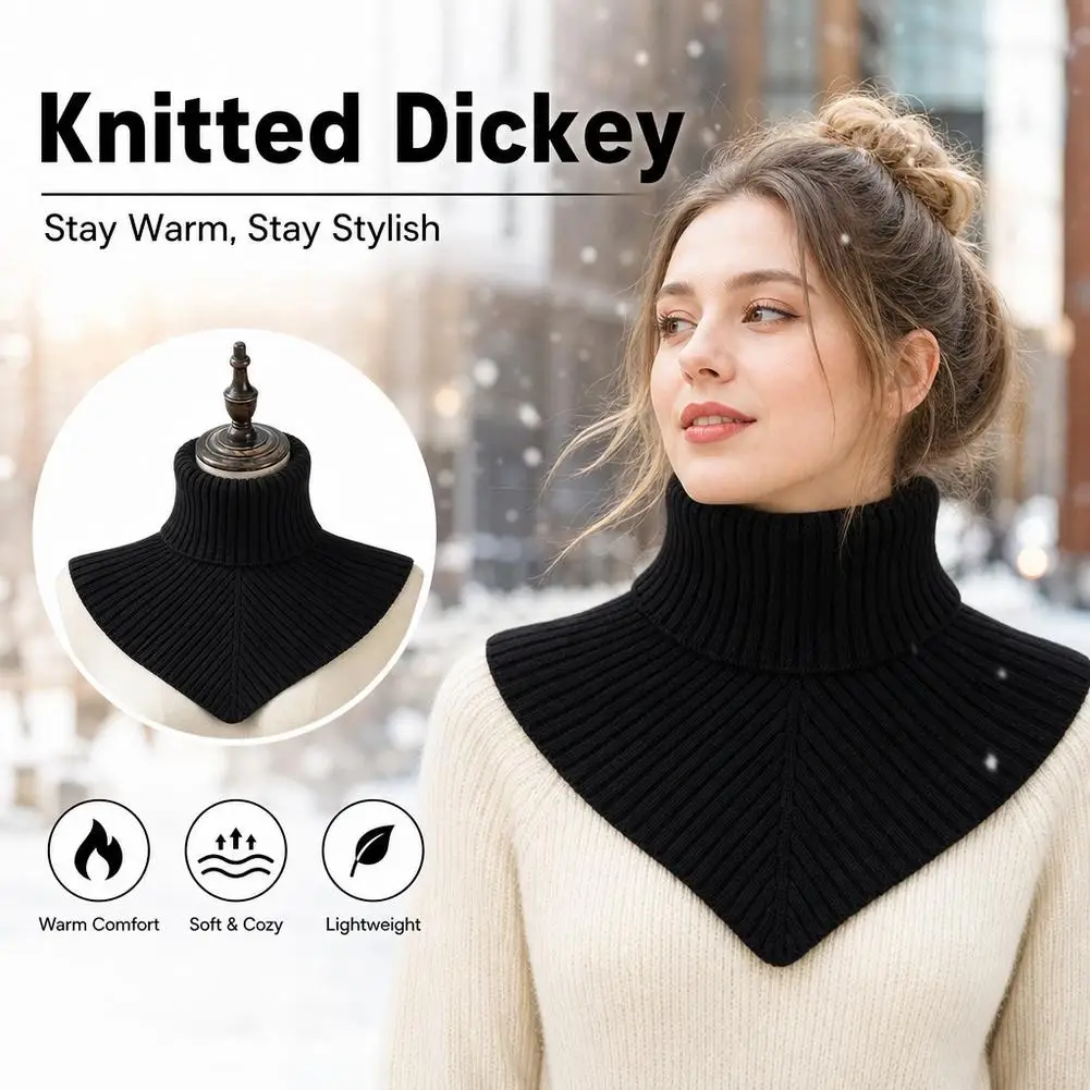 High Collar Neck Warmer Winter Knitted Cotton Fake Collar Scarf Women Warm Turtleneck Neck Brace Detachable Winter Scarf