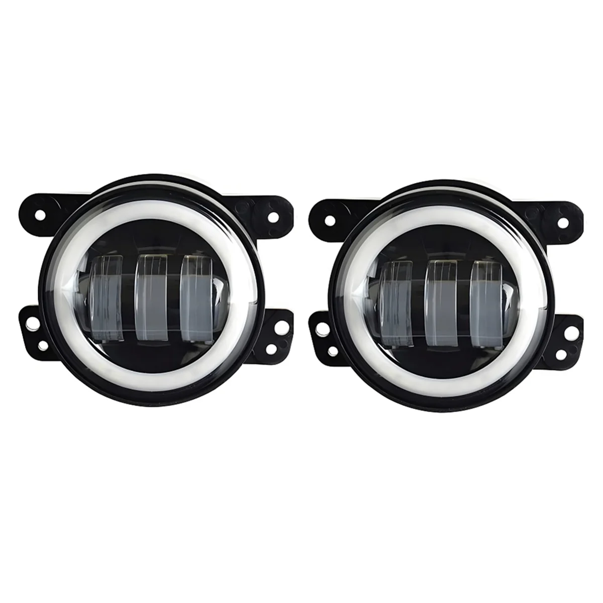 4 Inch LED Fog Lights Halo Ring Work Light for Jeep Wrangler JK, with Blue DRL Yellow Turn Signal (Blue+Yellow+White)