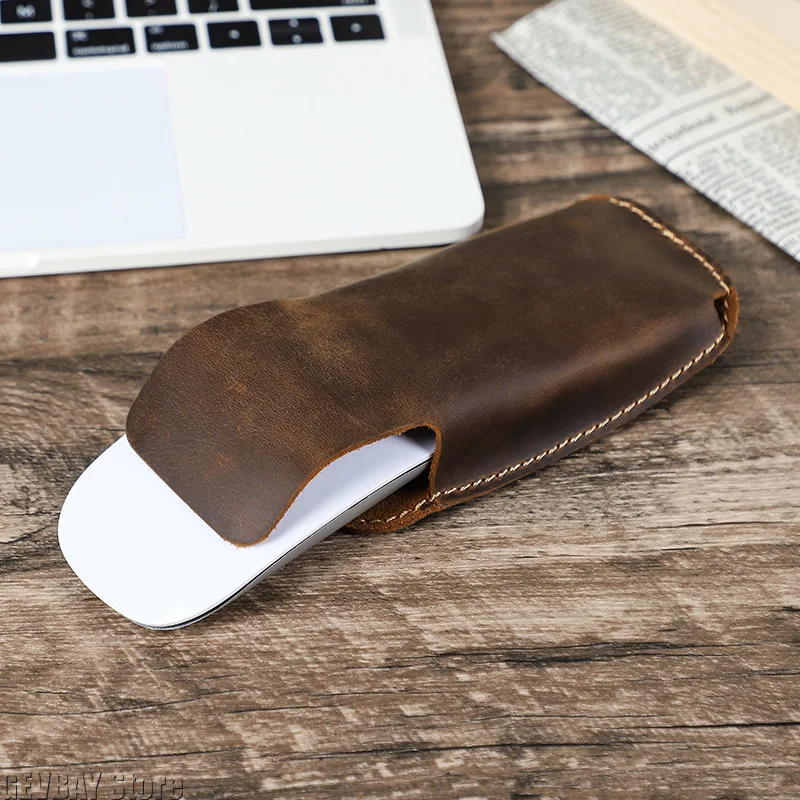 

Genuine Leather Gaming Mouse Storage Bag Protective Case for Apple Magic Mouse 3/2/1 Travel Carrying Pouch Bag