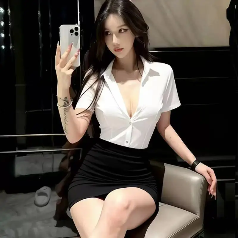 Sexy Office OL Lady Secretary White-Collar Cosplay Costumes Erotic Lingerie Hip Wrap Skirt Women Roleplay Uniform Temptation