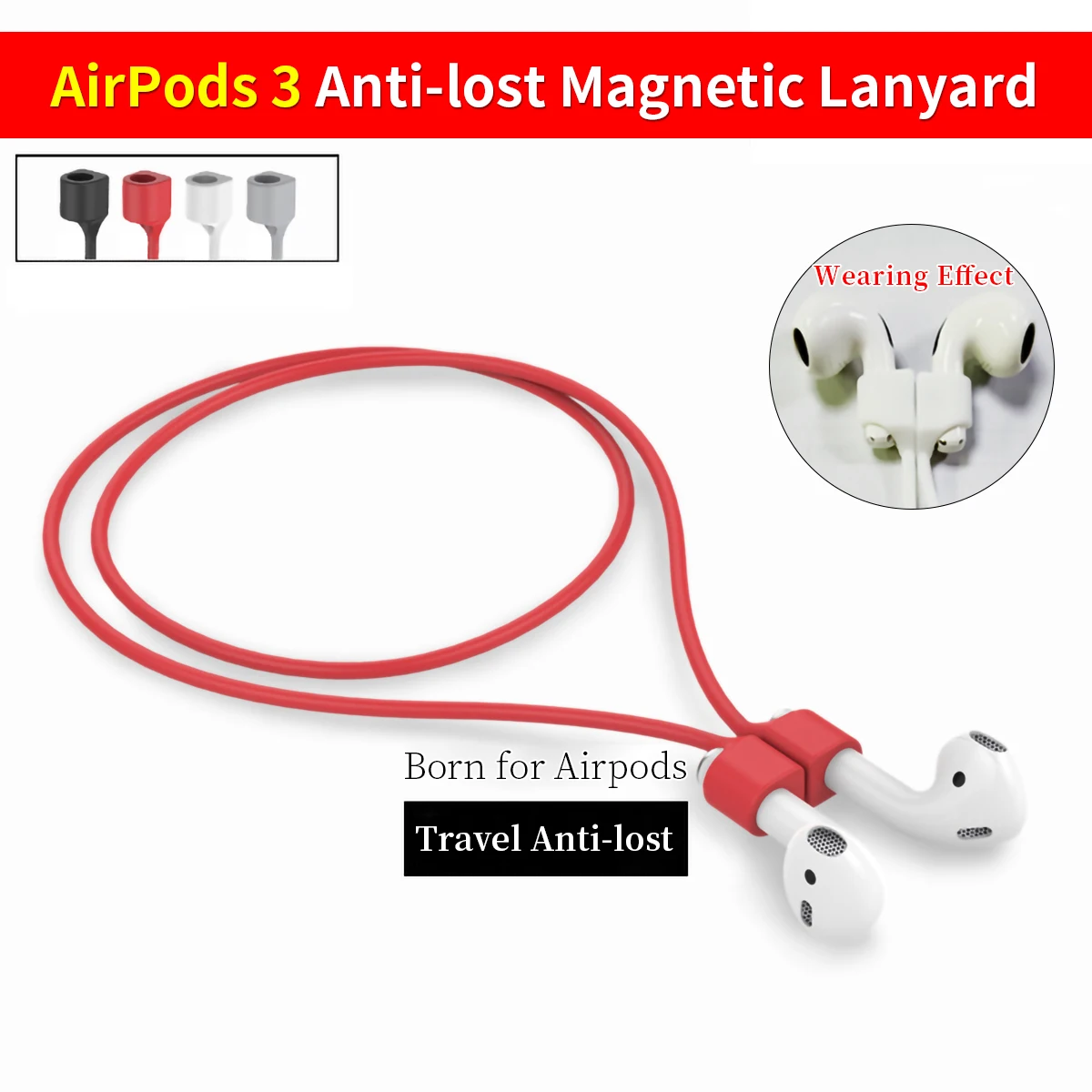 

Silicone Anti-Lost Rope for Apple Airpods 3 3rd Generation Earbuds for OPPO ENCO M31 TWS Magnetic Lanyard Cables Anti-Drop