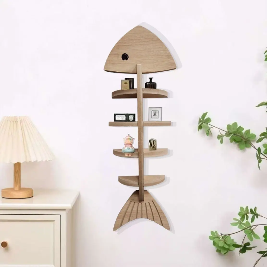 

Годовой декор рыбы процветания, деревянная полка, орнамент, рыбный скелет, настенная перегородка, украшение для дома