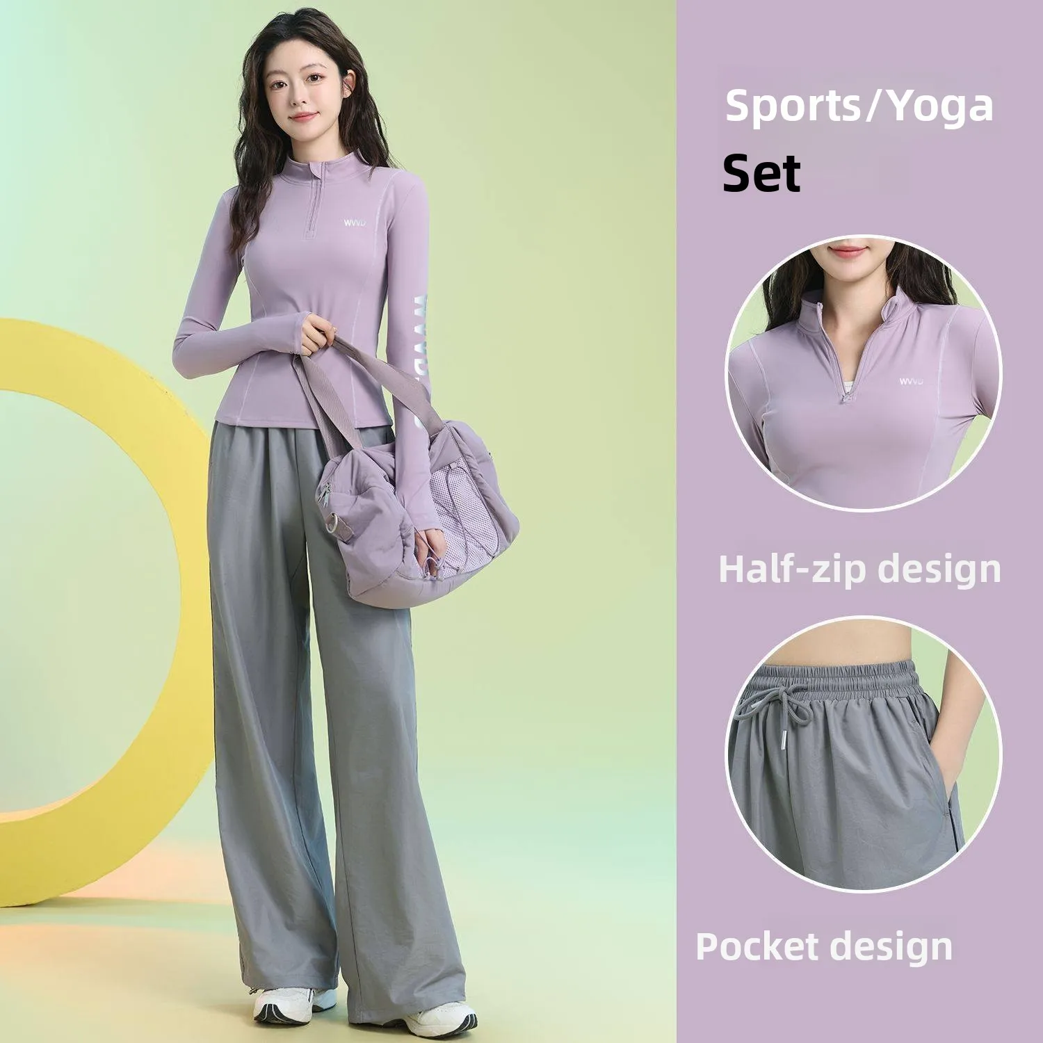 Women's Running Gymnastics Set Long Sleeve Quick Dry Sports Wear Fitness Center Special Half Zipper Yoga Professional Outfit