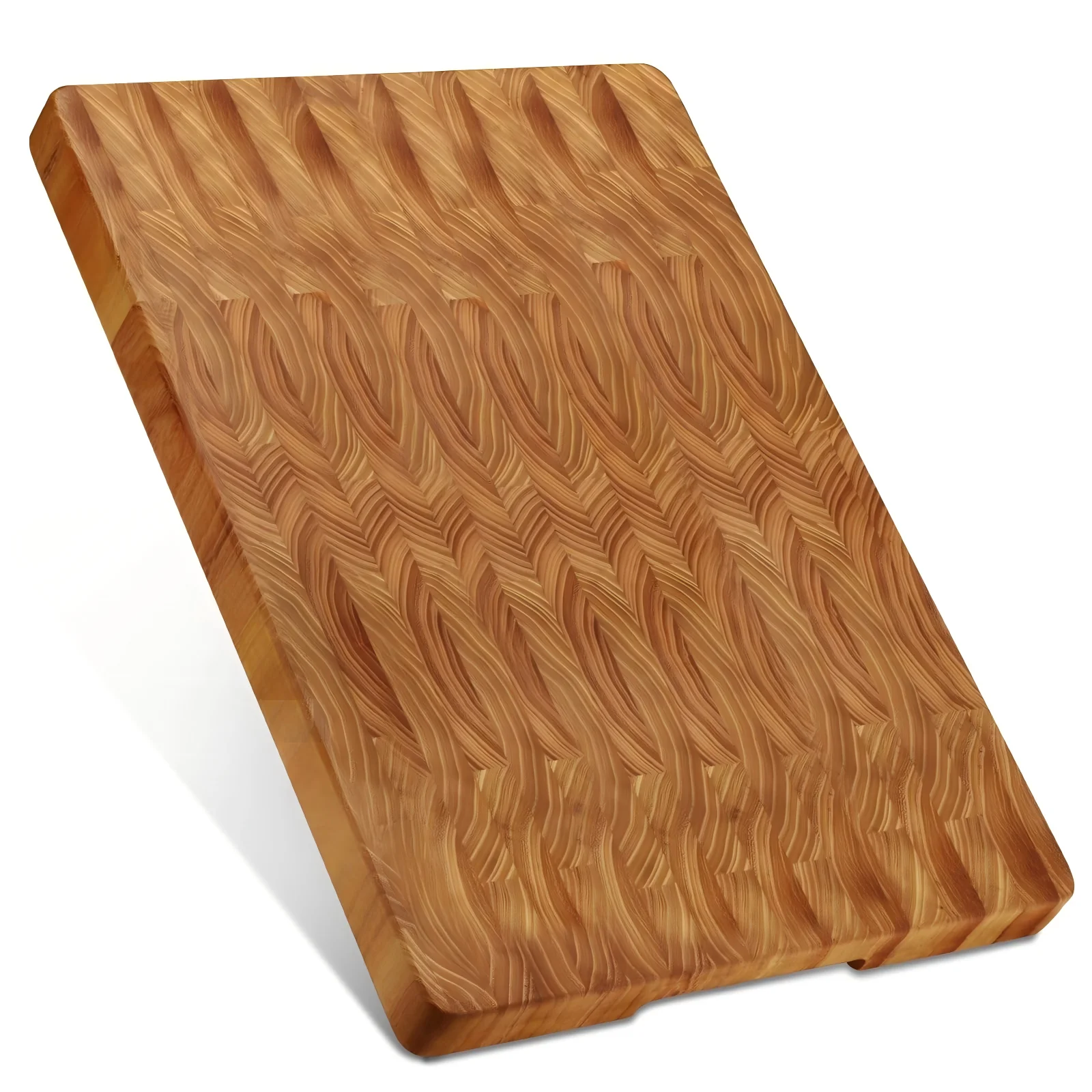 Teak Wood End Grain Cutting Boards for Kitchen, Large Wood Chopping Board with Hidden Handles, Wooden Charcuterie Board for Meat
