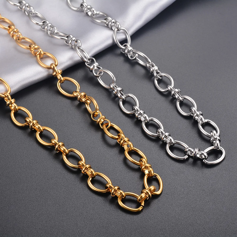 Wholesale 1m/lot Stainless Steel Big Heavy Gold Color Oval Chain Link  DIY Necklaces Bracelet Jewelry Making Accessories