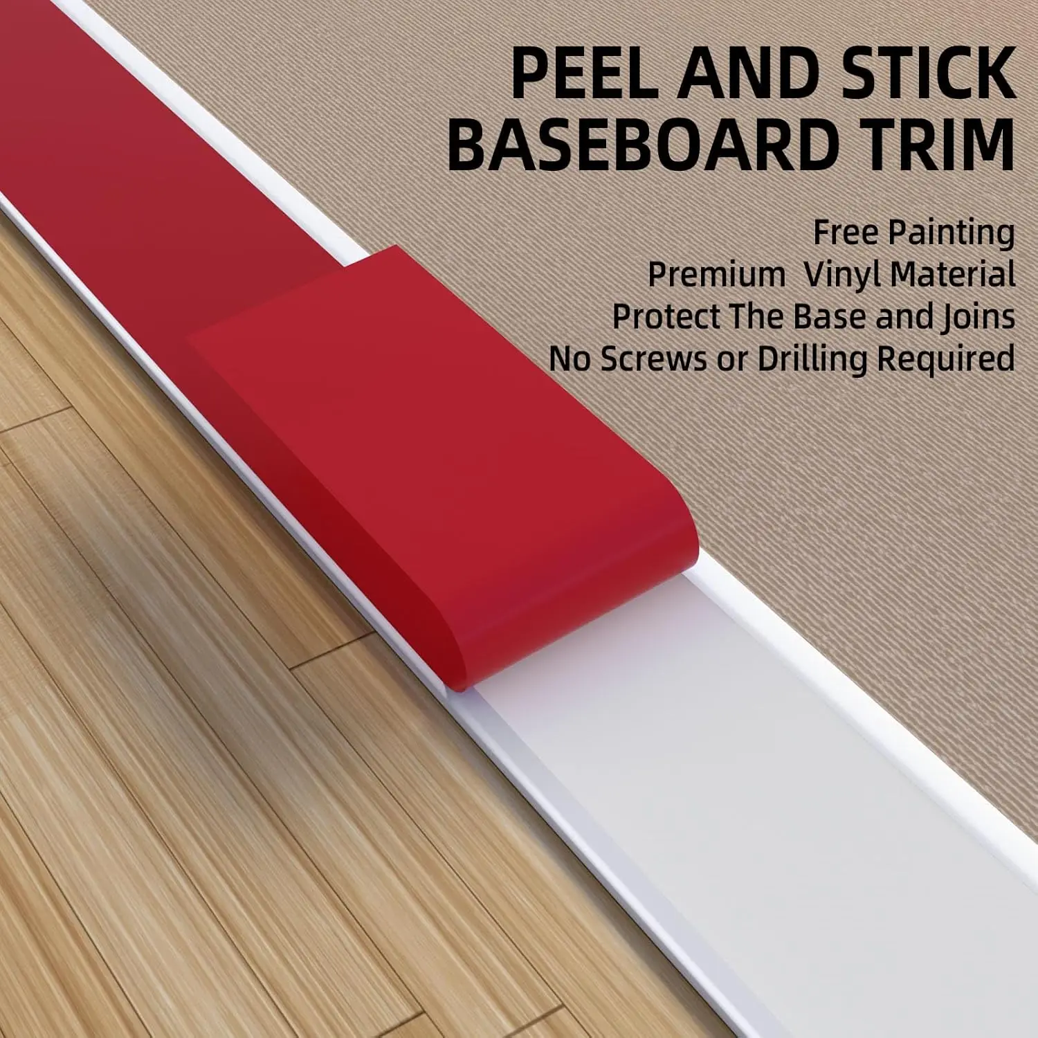 Flexible Wall Baseboard Molding Trim, 6 inch Self-Adhesive Vinyl Floor Base, Peel and Stick Rubber Base Moulding(White, 20ft)