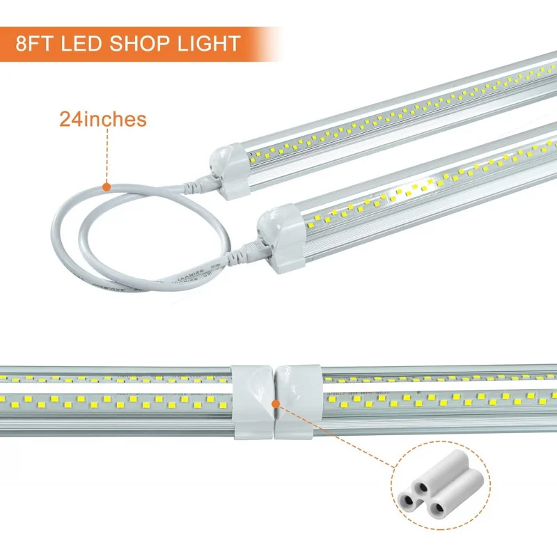 Imagem -04 - Luzes Led Shop com Plugue para Oficina de Garagem 8ft 8ft 100w 15000lm 6000k 12 Pack