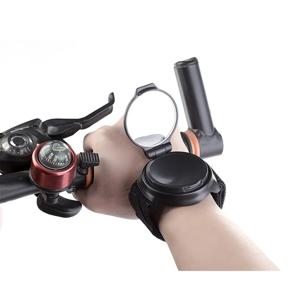 

2Pcs Bike Rear View Mirror Adjustable Wristband Compact Style Wide Angle Clear View High Quality Safety Mirror