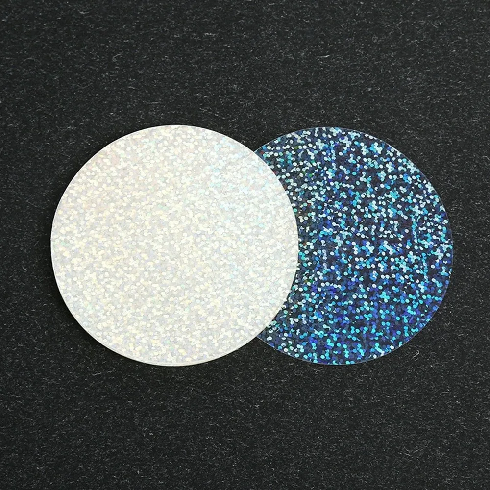 100Pcs Round Laser Film Badge Covers Star Pattern PVC Transparent Badge Film Multiple Styles DIY Making