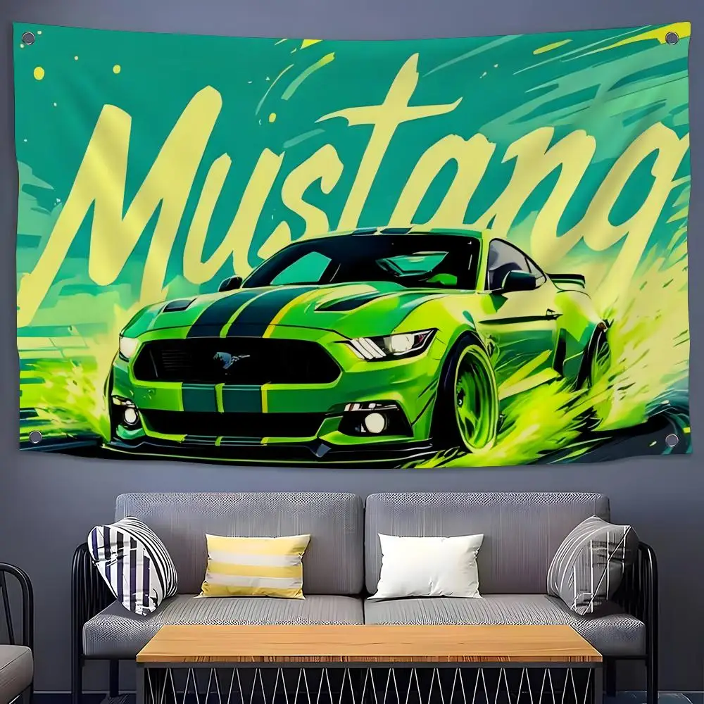 F-Ford Mustang Flags Indoor and outdoor decorative flags, custom furniture, wall and garden decorations