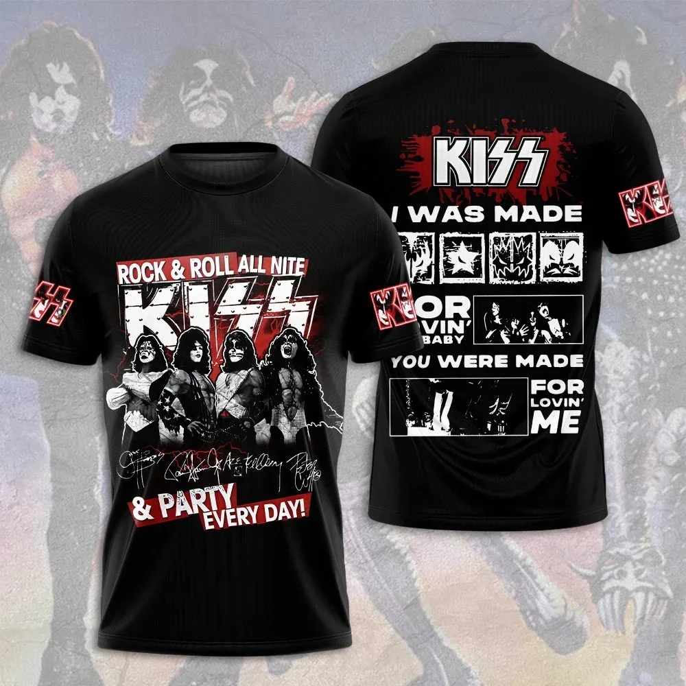 

Hot Rock Band Kiss T-shirts 3D Printed T Shirt Summer Men Women Funny Short sleeve O-neck Tee Shirt Street Man Tops