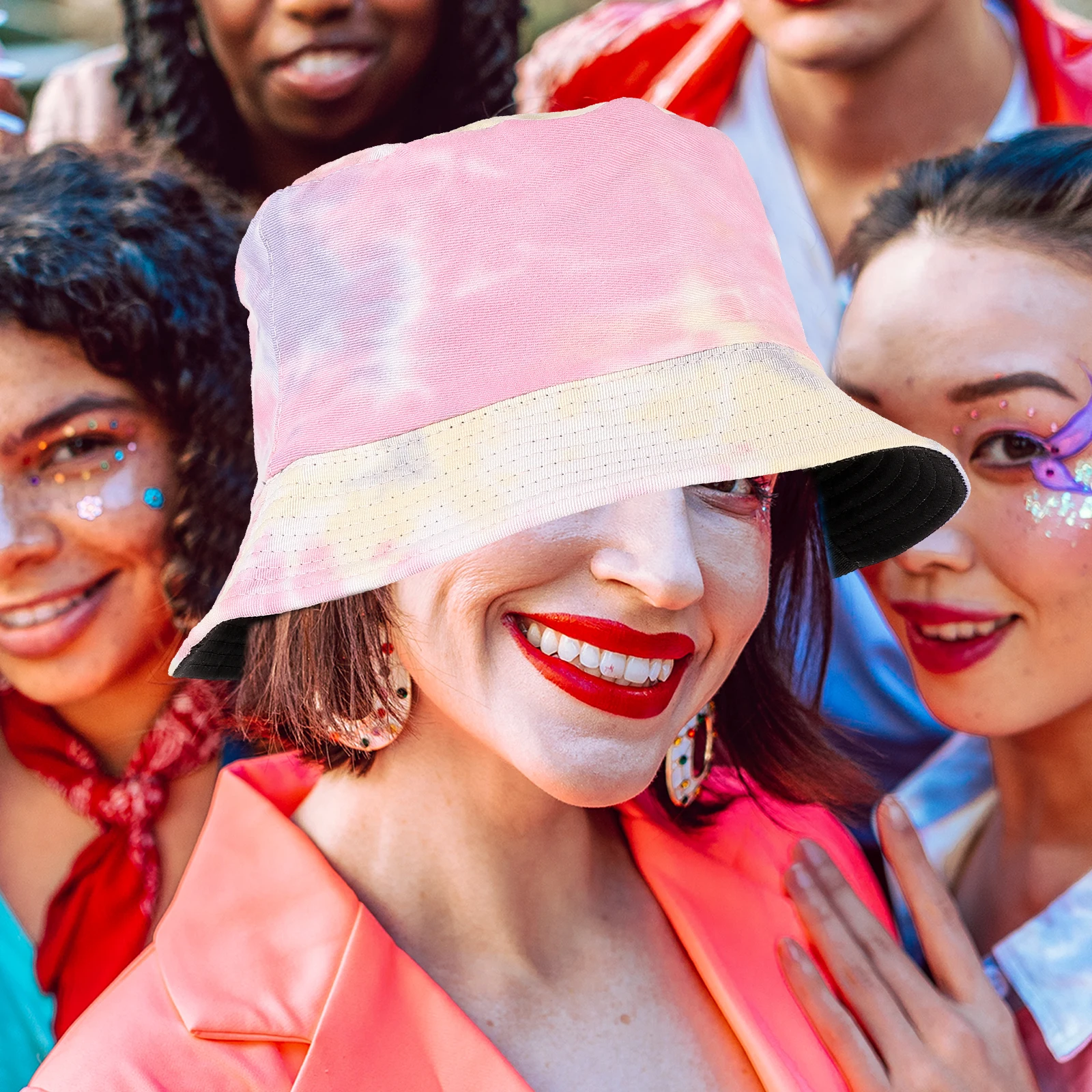 

Colorful Bucket Women Sun Visor Beach Wide Printing Bucket Hat Brim Outdoor Protection Hats Vacation Fishing Cap