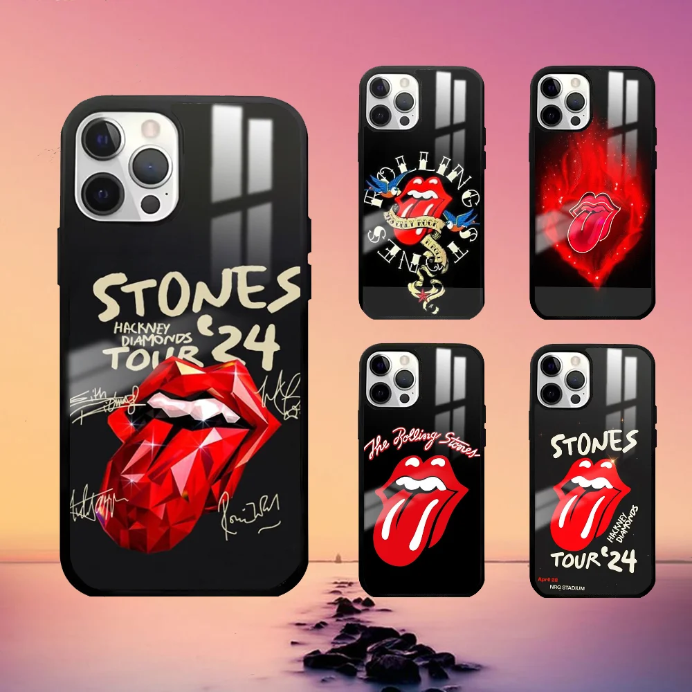 Band R-RollingS S-Stones Phone Case For IPhone 16 15 14 13 12 11 Pro Max Plus Mini Fashion High Quality Mirror Phone Case