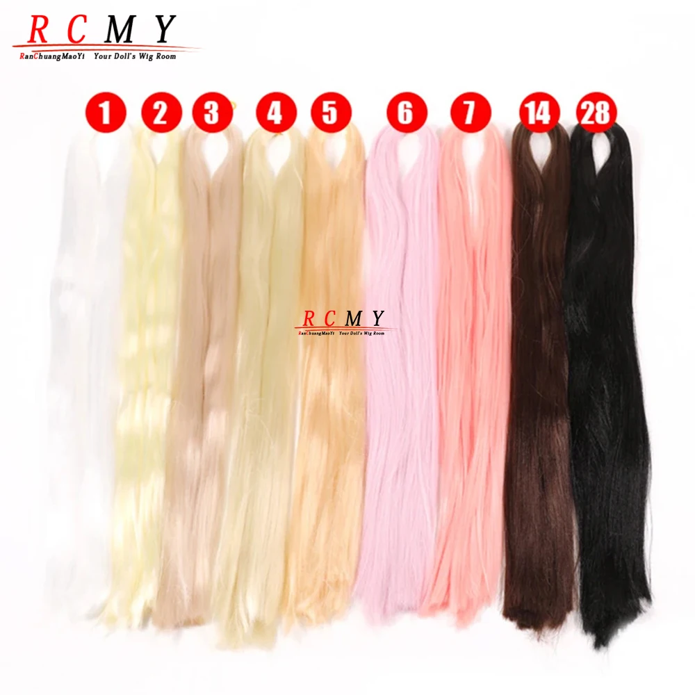 BJD SD Doll 80CM/40 White Black Hair Row Milk Silk Anti-Mohair Wig Handmade Hook Transplant Material for Girls and Boys Hair