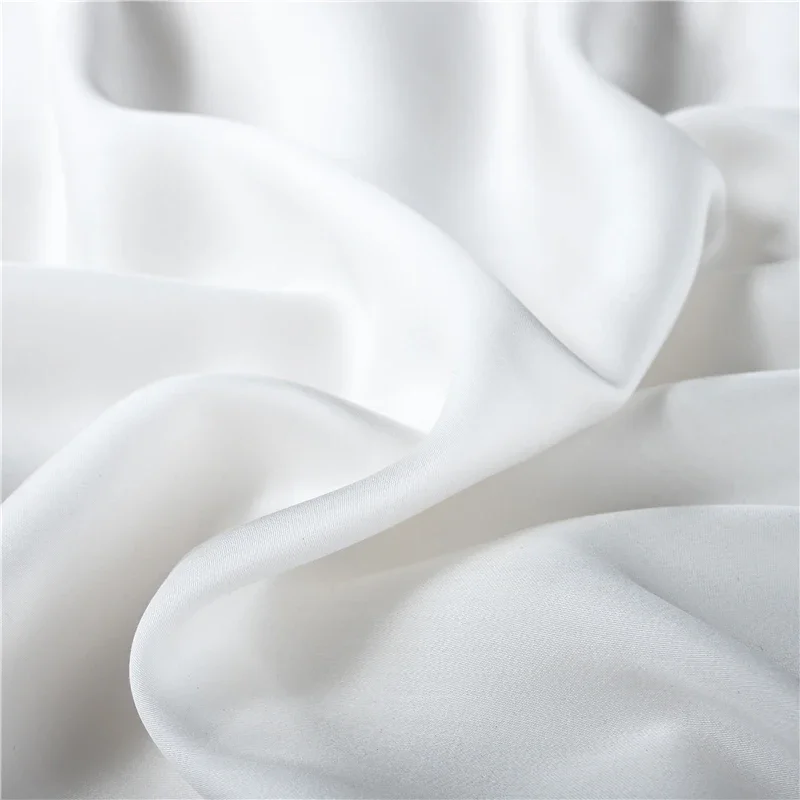 Fitted Sheet Natural Silk Mattress Cover Solid Color Double King Size Fit Sheet With Elastic Band Bedsheet