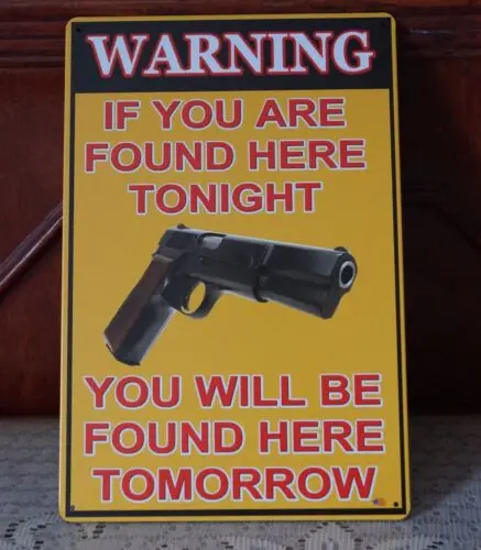 تحذير بندقية ملصق خمر معدن القصدير علامات المنزل حانة بار ديكور الحائط