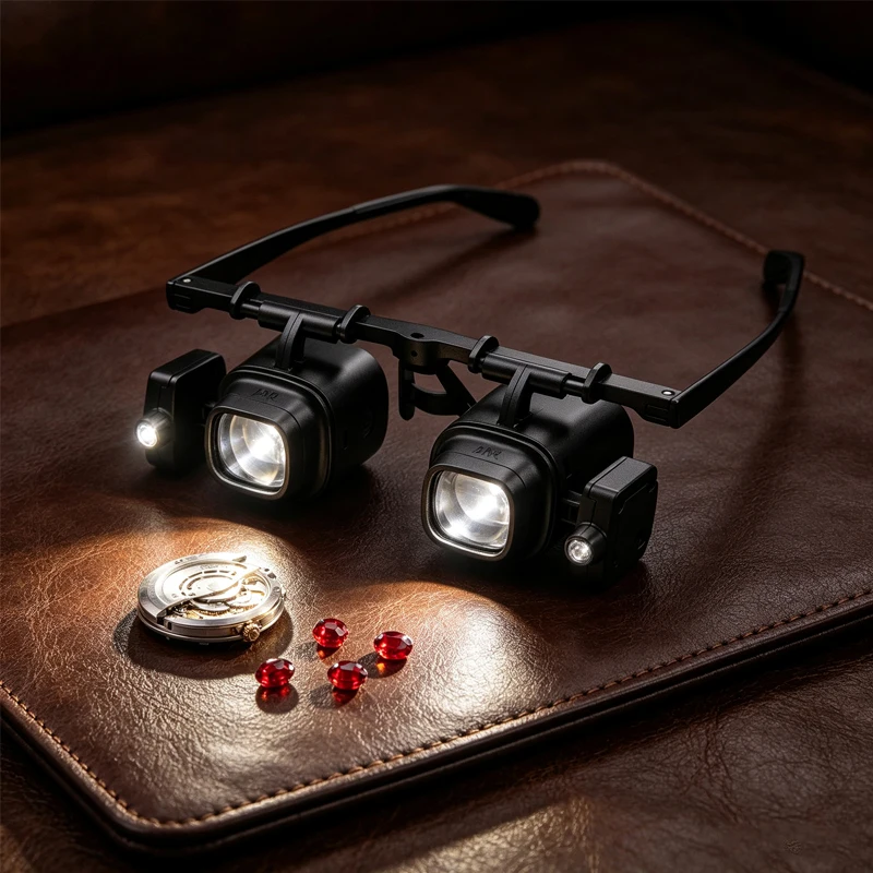 2/6/8/12/24X Watch Jeweler Magnifier Multi‑Power Headband Magnifying Glass Head Mount Magnifier LED Lights Loupe Microscope