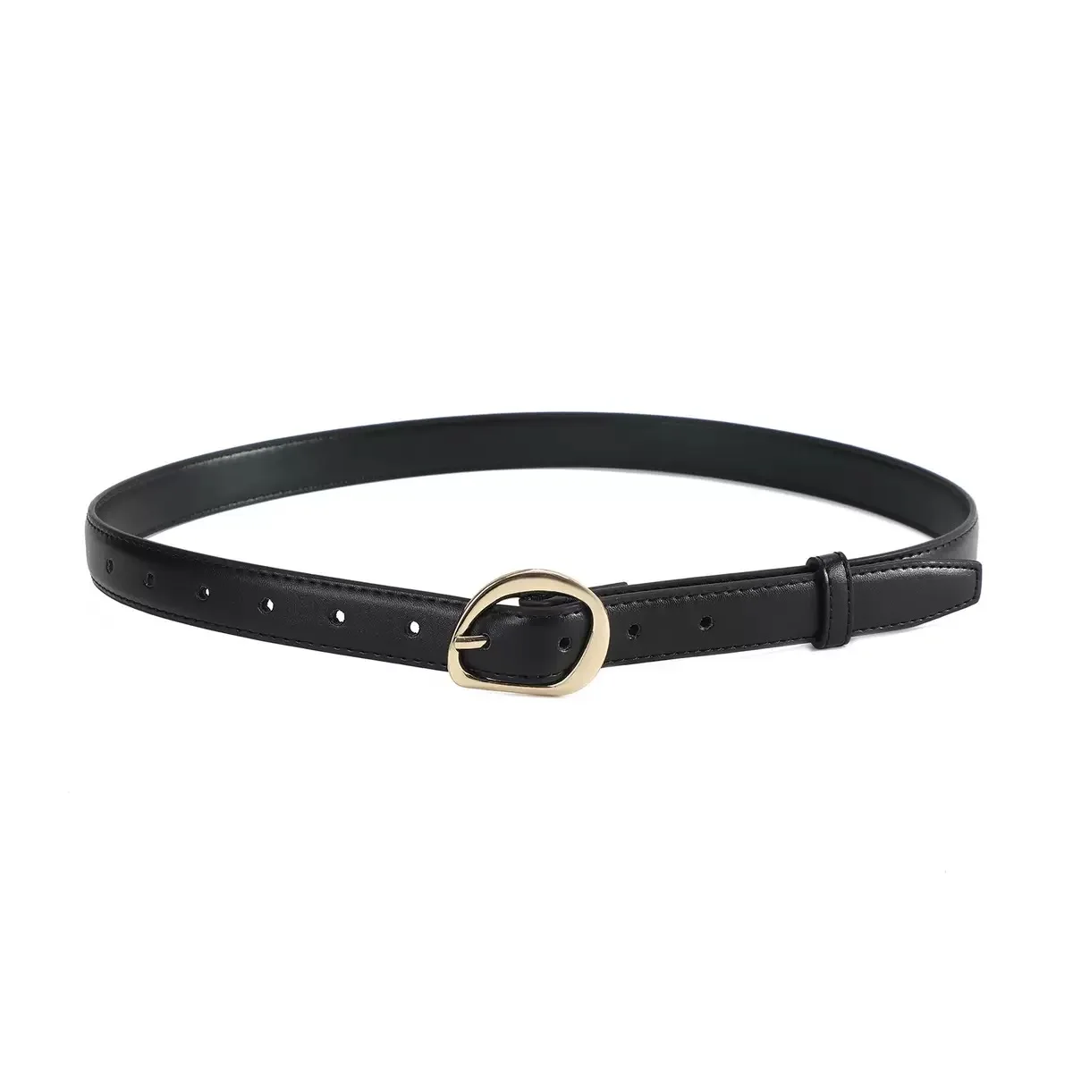 Luxuriöse PU-Ledergürtel für Damen, Modische Goldene Dornschließe, 2,3 cm Breiter Taillengürtel für Kleider & Jeans, Accessoires in Schwarz und Braun – Detail 4