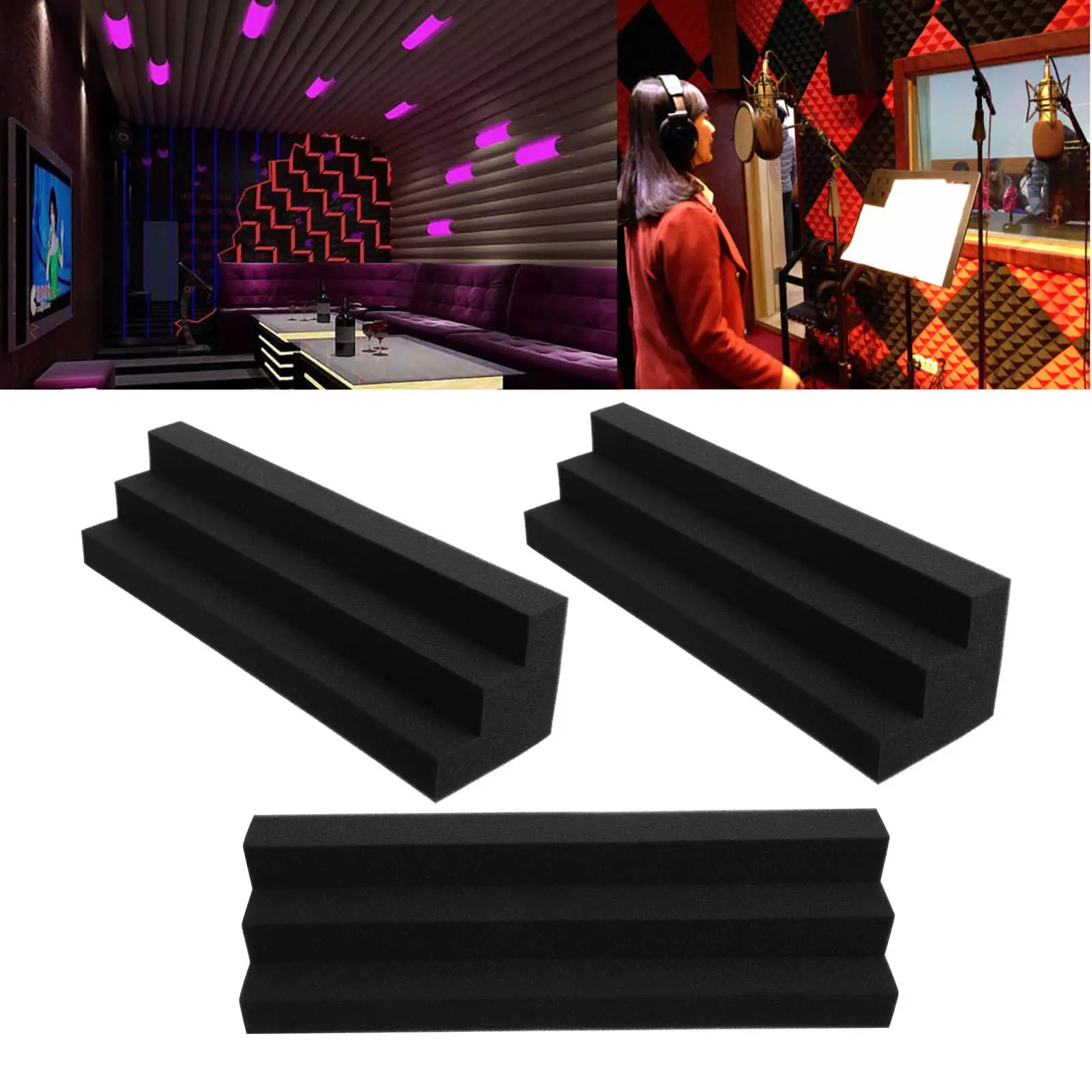 

5Pcs Corner Trapezoidal Acoustic Foam Bass Trap Panels for Studio Soundproofing Reduce Reverb Flutter Echo Noise Recording Home