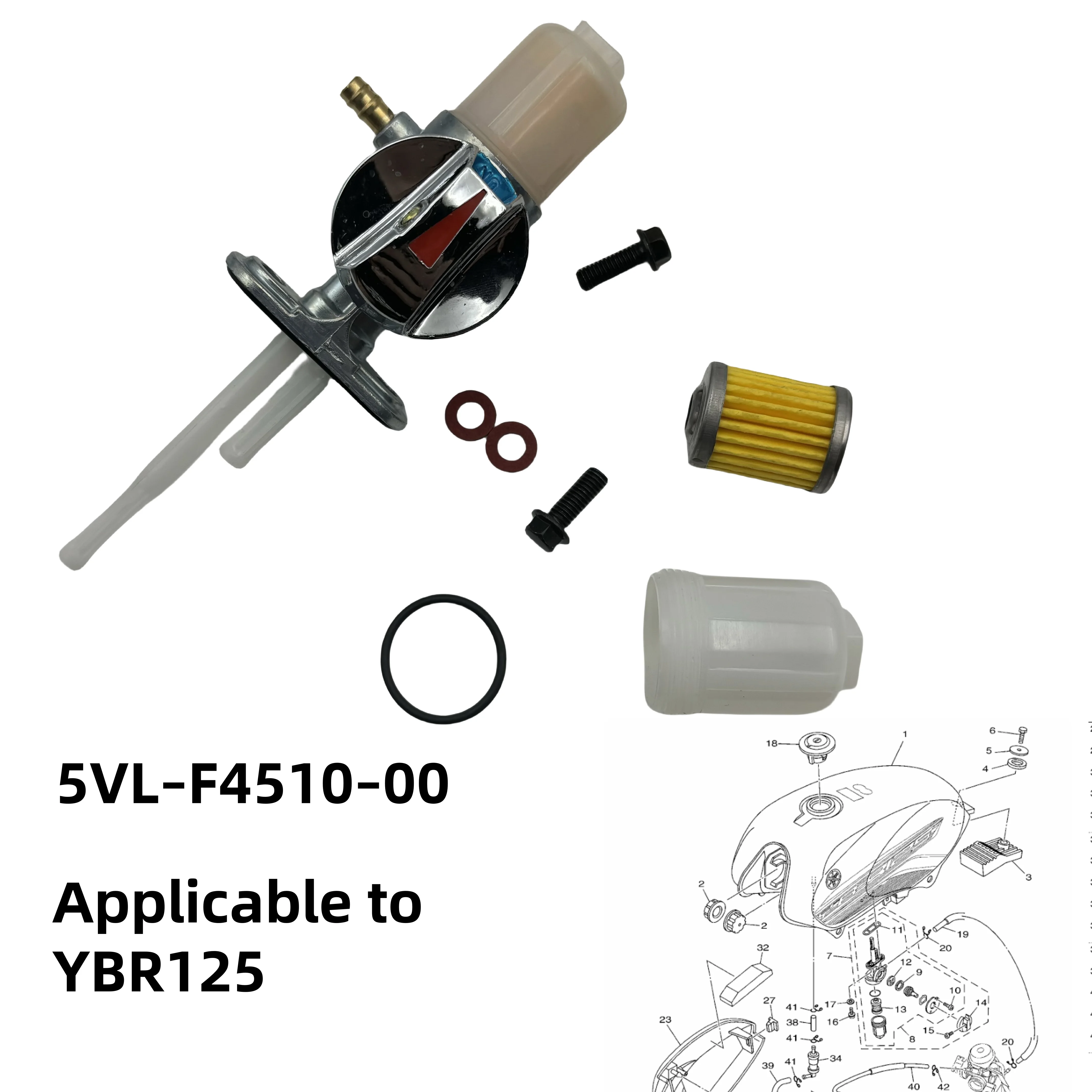 

Motorcycle Fuel Tank Oil Plug Assembly on Off Suitable for Yamaha Ybr125 Yb125K Yb125X Yb125Z 125Cc Oil Plug Valve Switch Pump Gasoline Filter Element