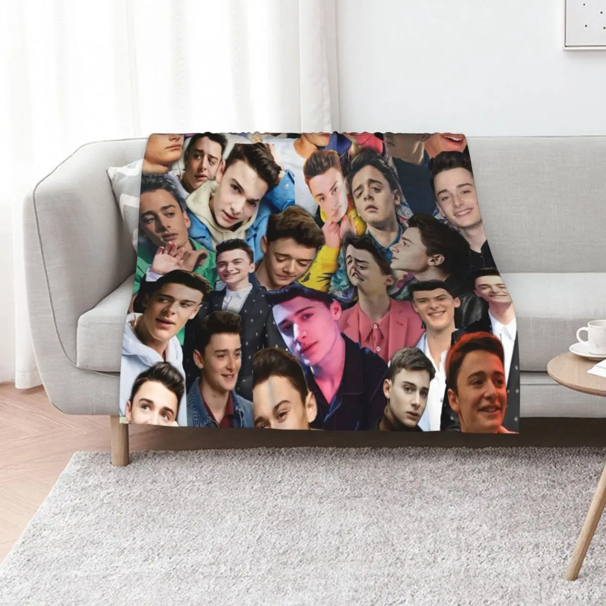 noah schnapp collage Throw Blanket Vintage Furry blankets ands funny gift Designers Extra Large Throw Blankets