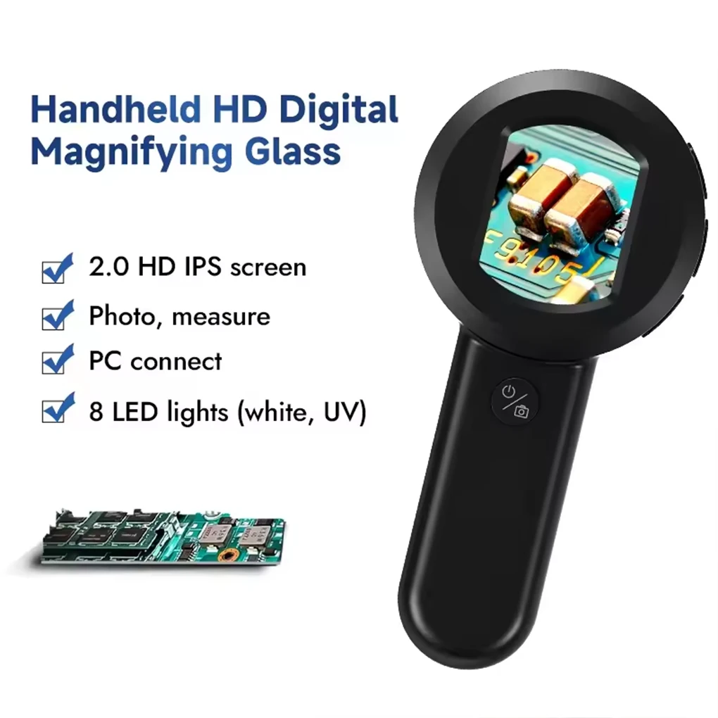 

2inch Digital Microscope 100X Zoom Coin Magnifying Glass with 2 Light Mode Portable Handheld High-definition Magnifying Glass