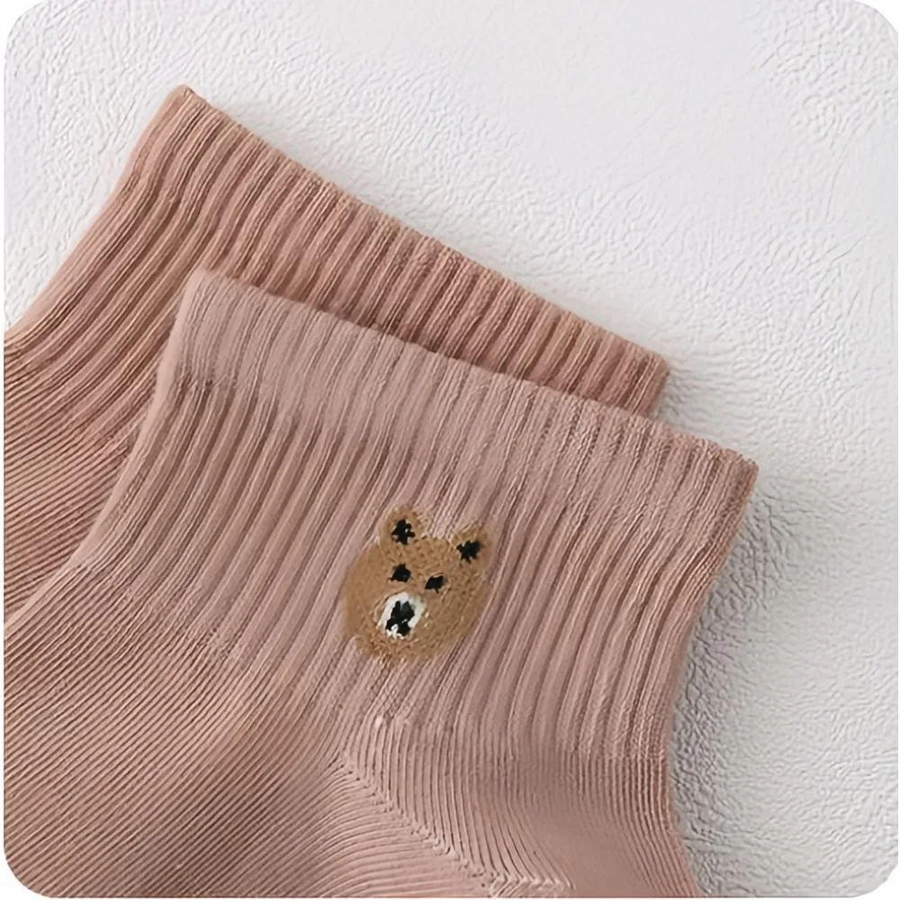 女性用ショートソックス5足,ヴィンテージスタイル,花柄,3Dテクスチャード加工,ローカット,薄い靴下,春夏