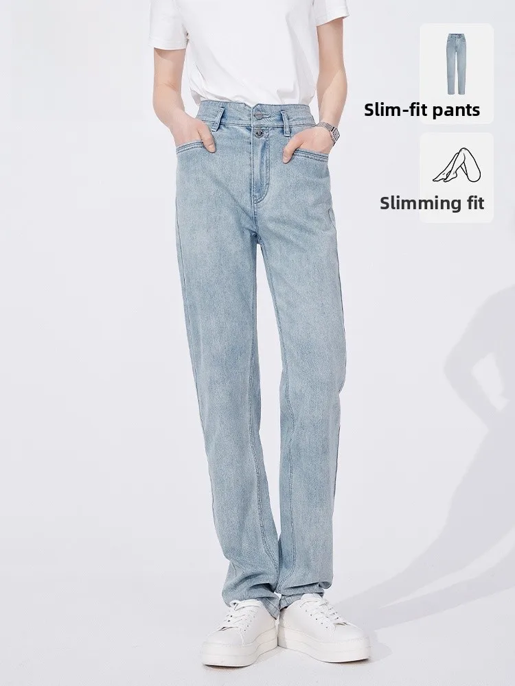 

Navigare Cotton Denim Jeans Women's Slim Fit Spring Summer New Sle Faion High Waist Small Sailed Boat Thin Cotton Jeans