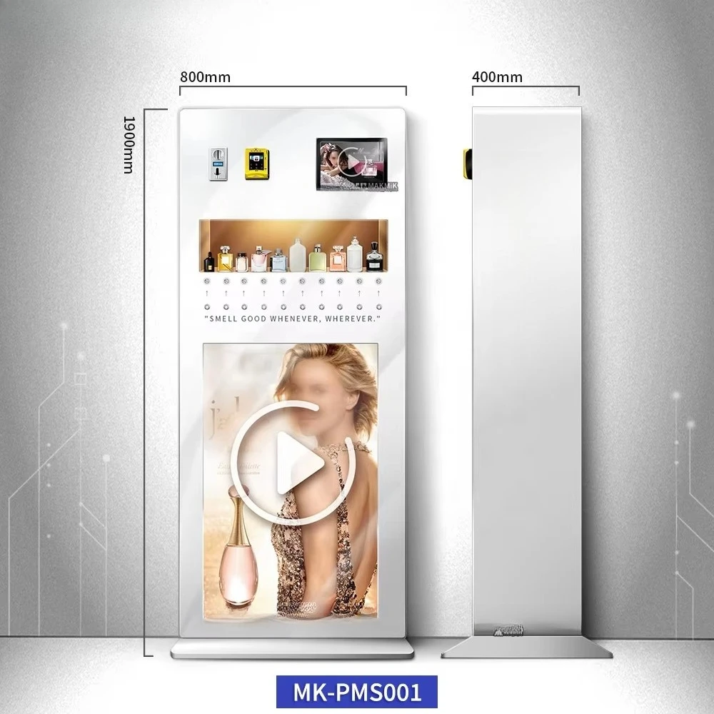 Luxury Smart Touch Screen Cash and Card Freestanding Fragrance  Dispenser Perfume Spray Vending Machine with Stand