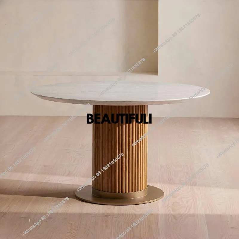 

Small apartment dining table special-shaped wabi-sandy wind small round table artistic negotiation table designer round