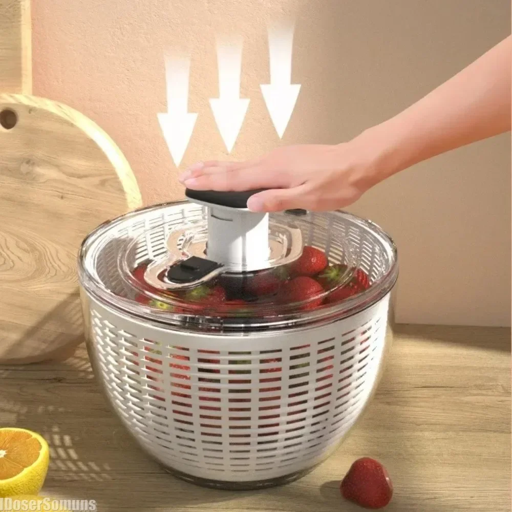 Vegetable Lettuce Leaf Washer Dehydrator Salad Spinner Dehydrator Dry Wet Separation Draining Simple Portable Kitchen Gadgets