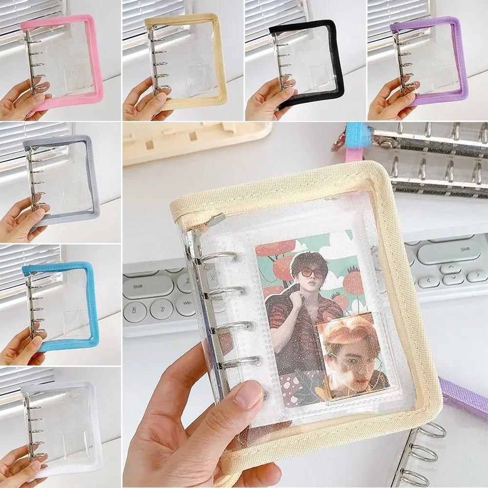 Mini Zipper Loose-leaf Photo Album Binder Case 5-Hole Metal Binder Pvc Girl Photocard Binder Photocard Holder Collect Book