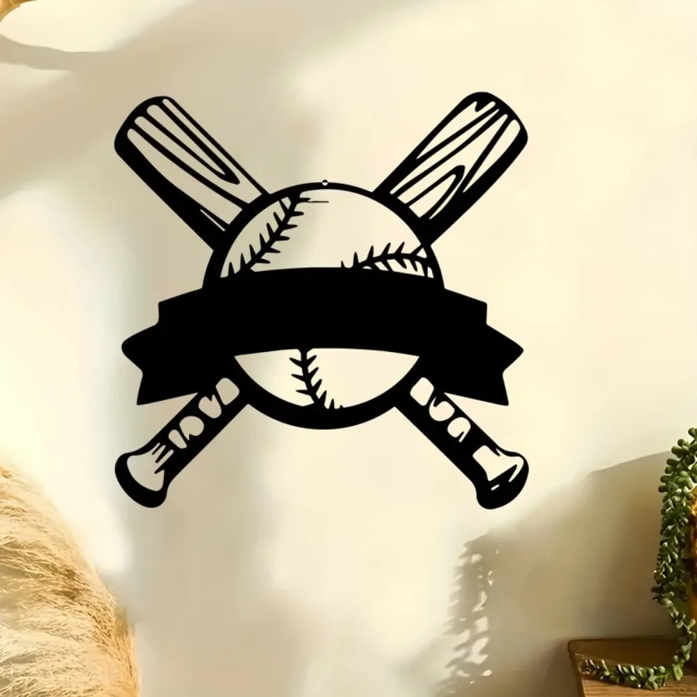 CIFBUY Metal Wall Art Dynamic Baseball Bat Swing Iron Plaque Sculpture Weatherproof Garage Backyard Sports Home Decor Ornament