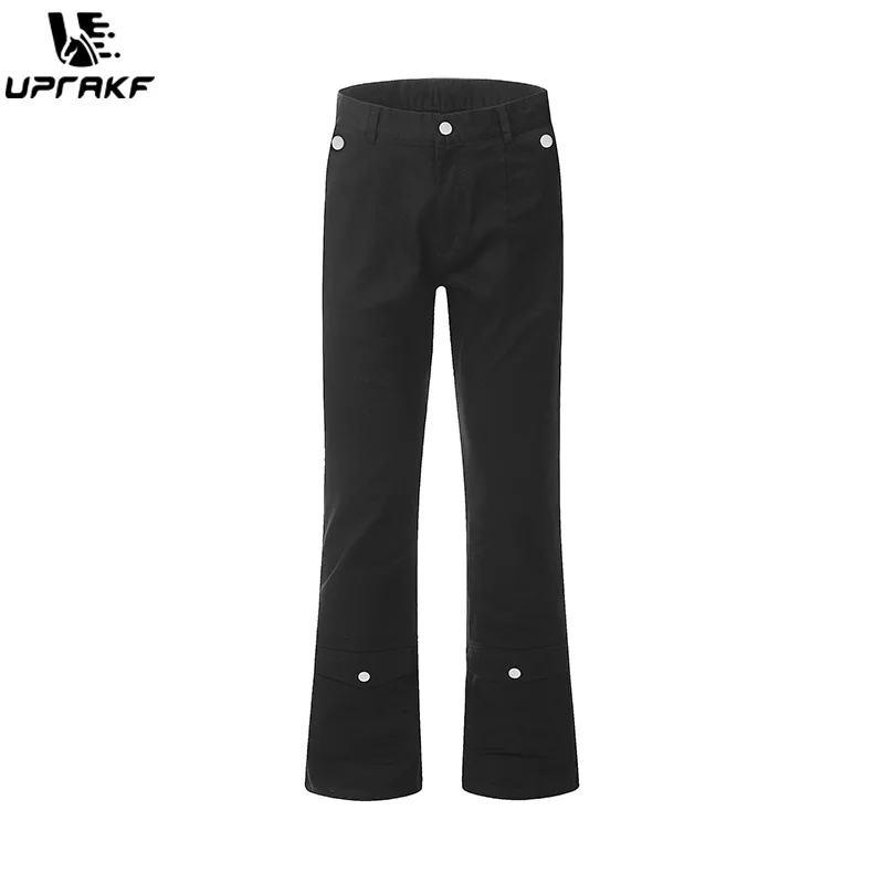 

UPRAKF Business Straight Flared Trousers Slim Comfort Pantalones High Quality Solid Color Simple Button Design Autumn